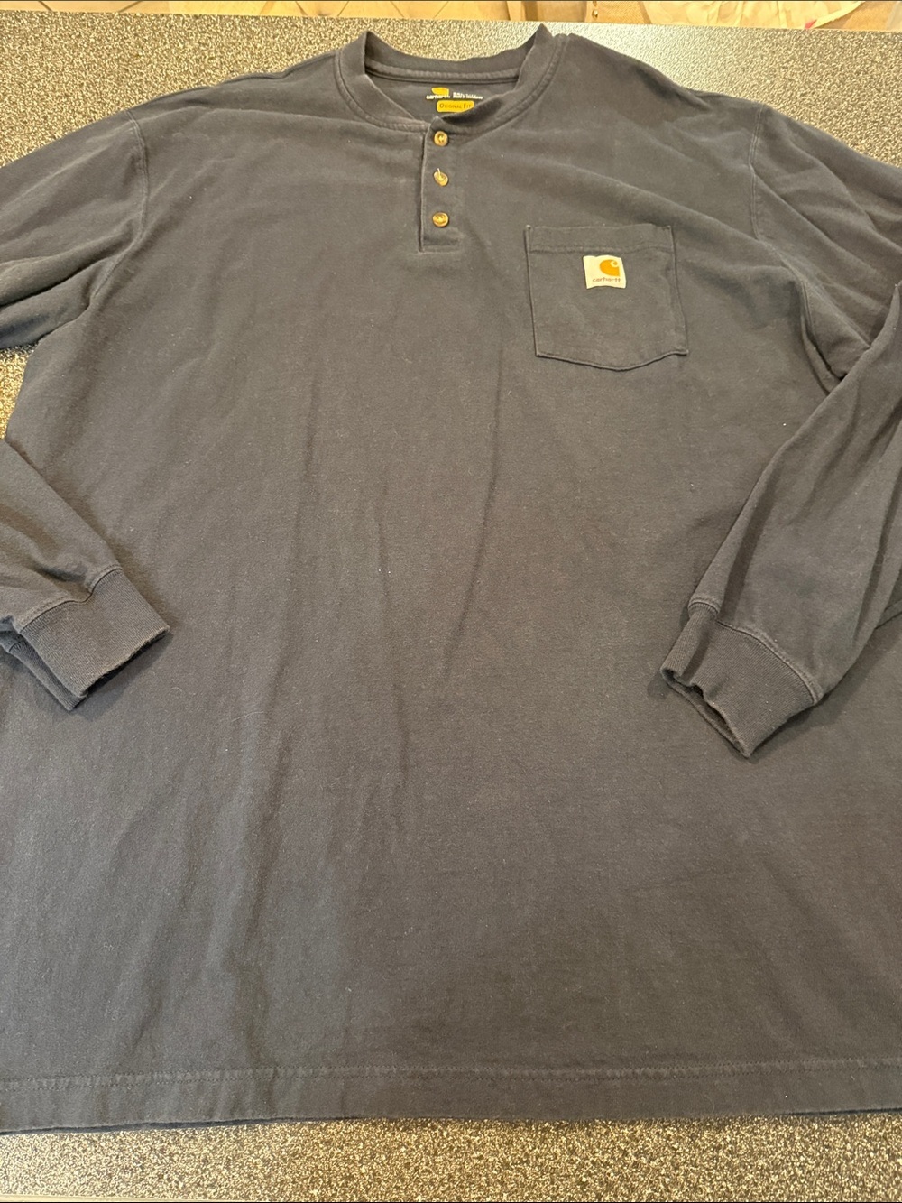Men’s Carhartt Navy Long-Sleeve Henley Pocket Shirt - size 2XL Tall
